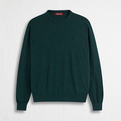Maglia Girocollo in Cotone e Lana - Dark Green