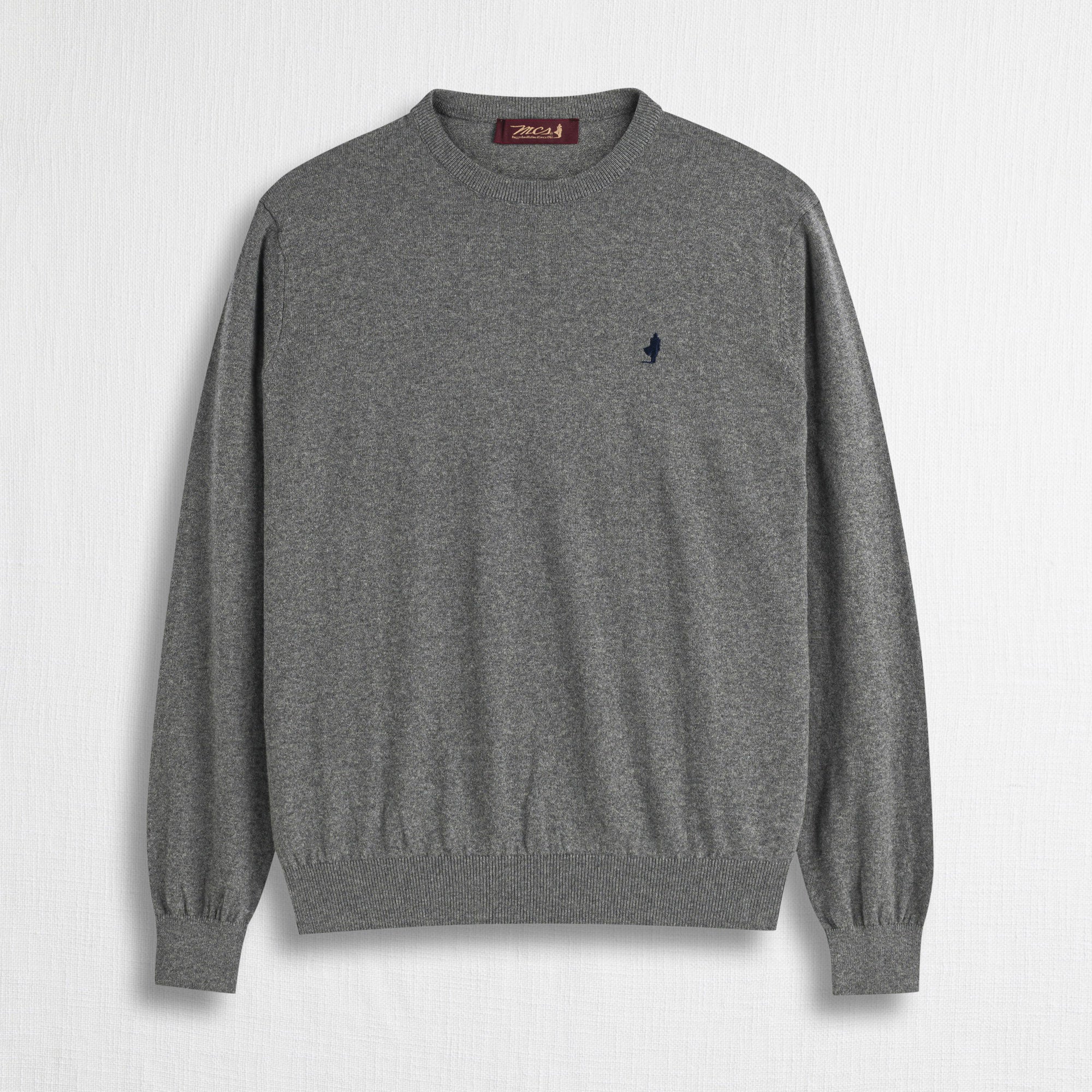Maglia Girocollo in Cotone e Lana - Mid Grey