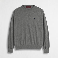 Maglia Girocollo in Cotone e Lana - Mid Grey