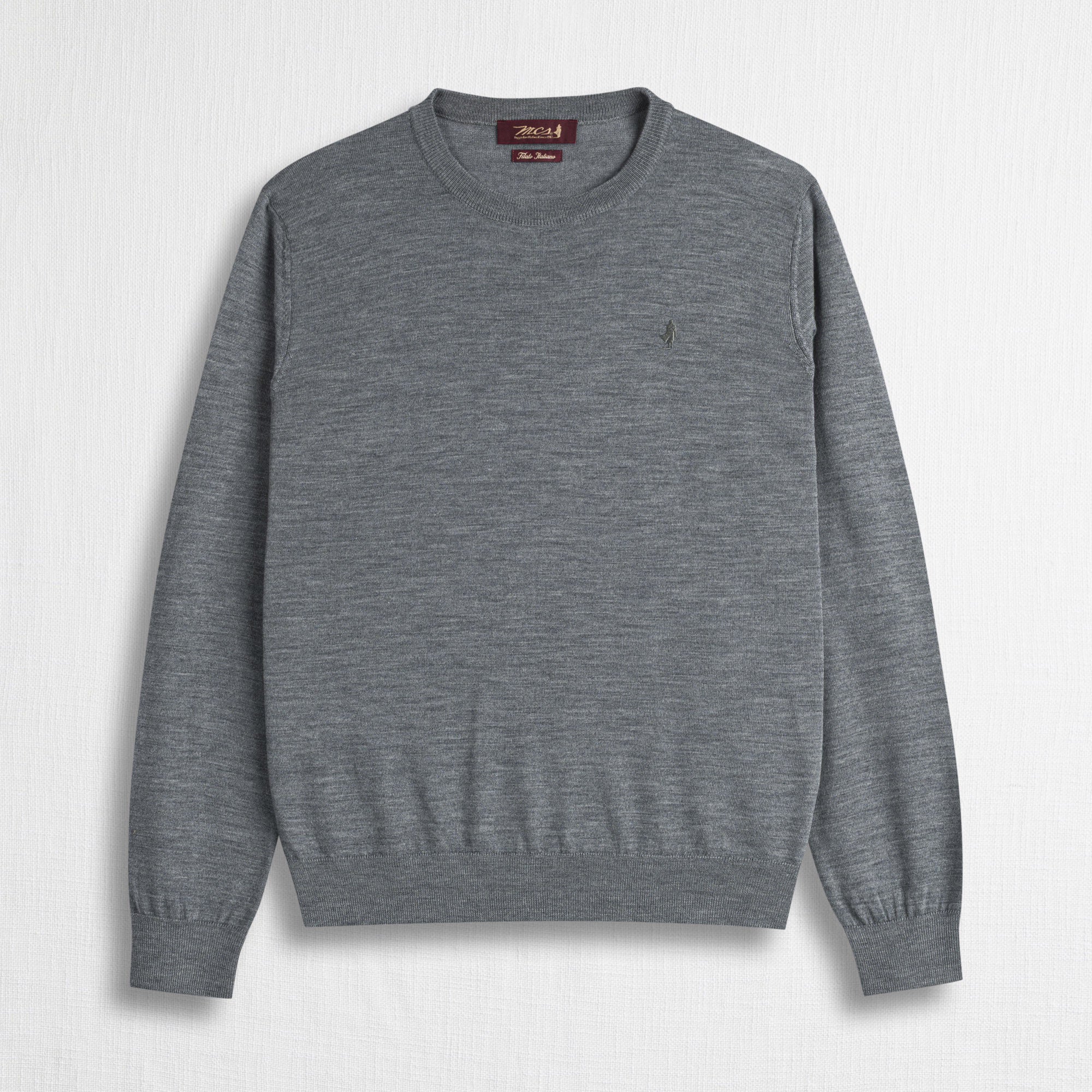 Maglia Girocollo 100% Lana Merino - Mid Grey
