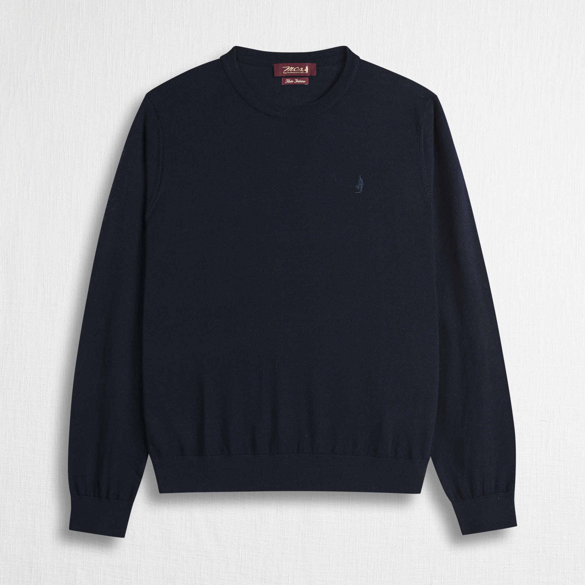 Maglia Girocollo 100% Lana Merino - Blue Navy
