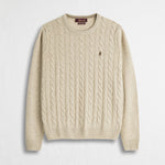 Maglione Girocollo a Trecce in Misto Lana - Chalk