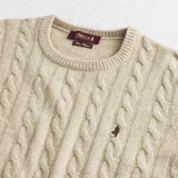 Cable Knit Crew Neck Sweater in Wool Blend