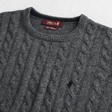 Cable Knit Crew Neck Sweater in Wool Blend