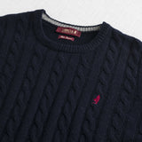 Cable Knit Crew Neck Sweater in Wool Blend