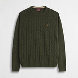 Maglione Girocollo a Trecce in Misto Lana - Fall Leaf