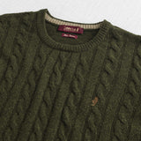 Cable Knit Crew Neck Sweater in Wool Blend