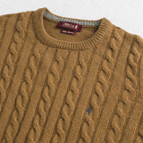 Cable Knit Crew Neck Sweater in Wool Blend