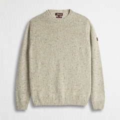 Maglione Girocollo Bottonato in Misto Lana - Chalk