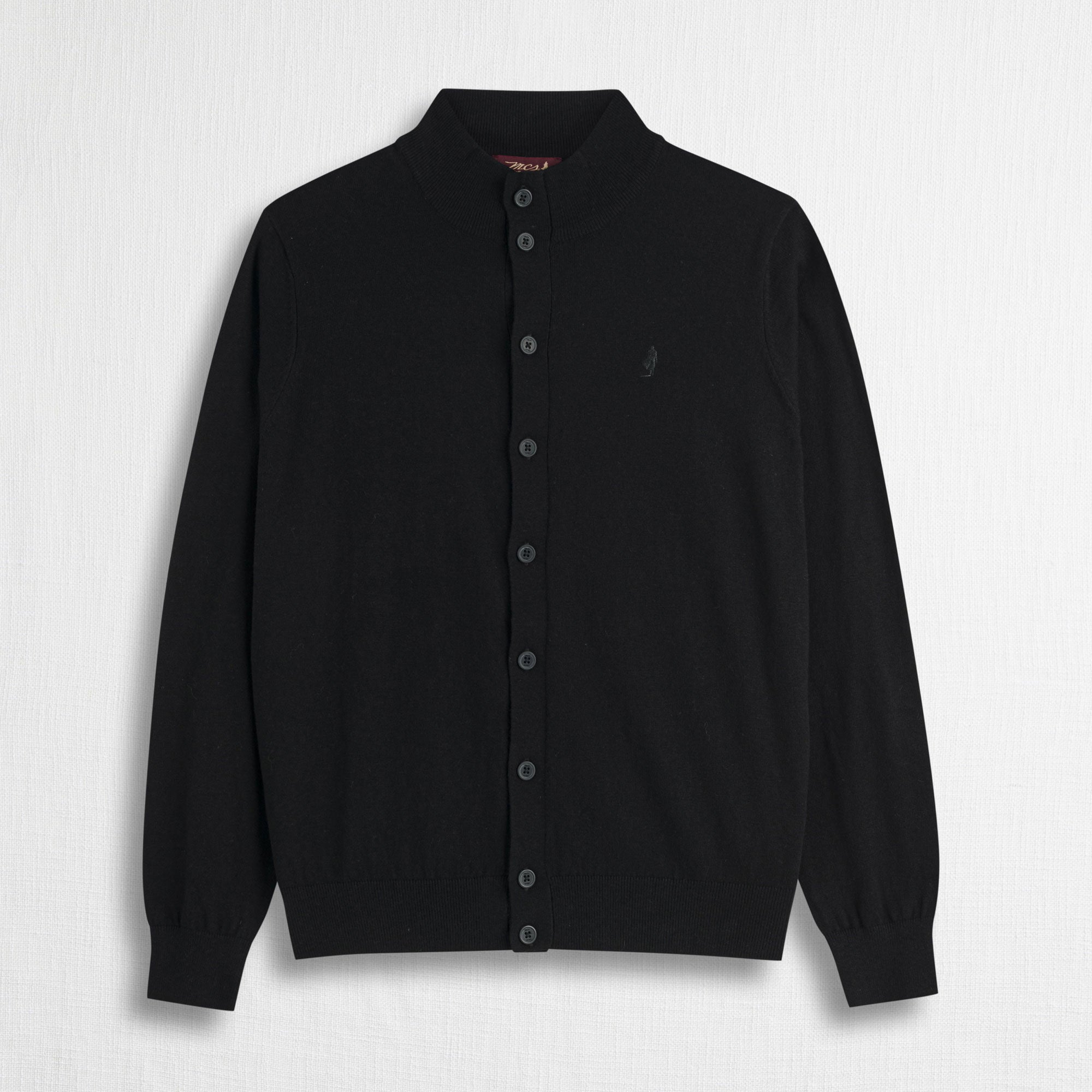 Cardigan in Cotone Lana con Bottoni - Black