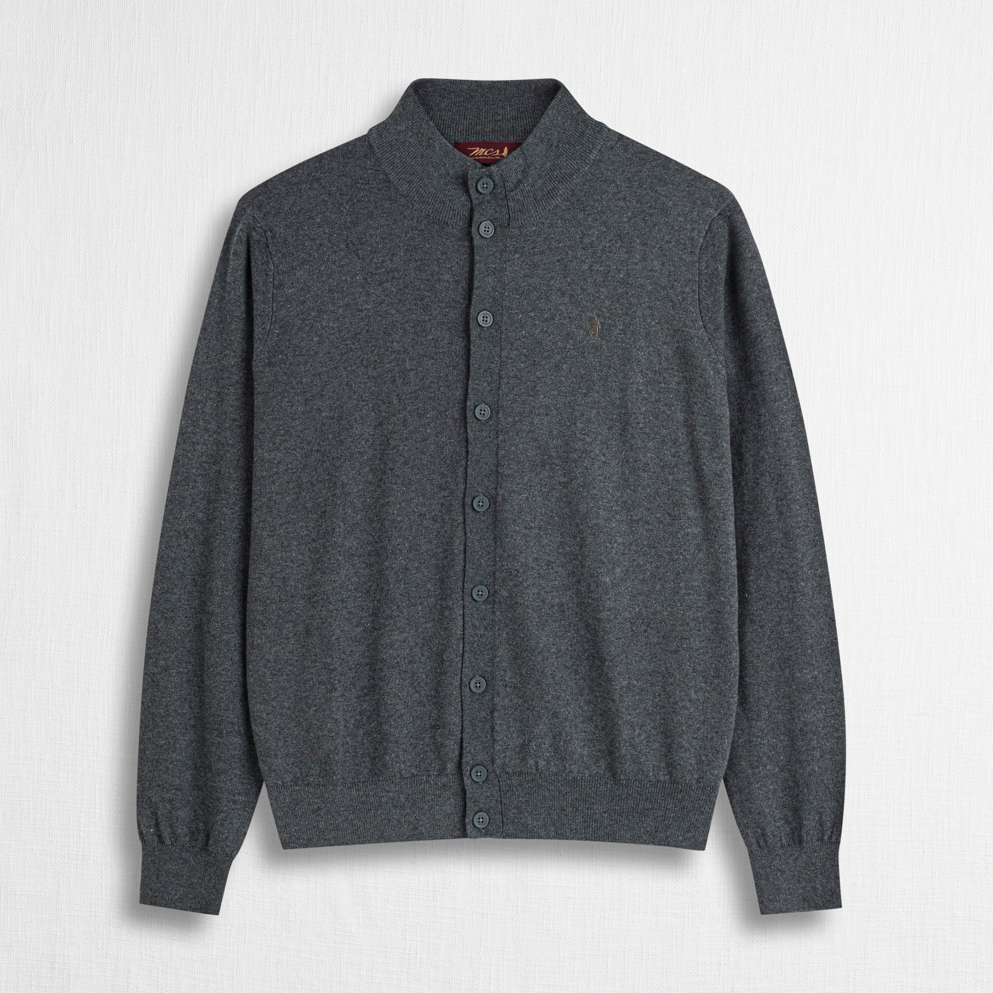 Cardigan in Cotone Lana con Bottoni - Blue Gray