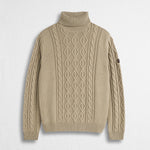 Maglia Collo Alto a Trecce in Misto Lana - Sand