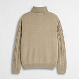 Maglia Collo Alto a Trecce in Misto Lana
