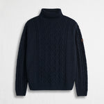 Maglia Collo Alto a Trecce in Misto Lana - Blue Navy