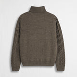 Maglia Collo Alto a Trecce in Misto Lana