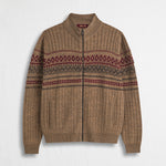 Cardigan Full Zip Jacquard Collo Alto - Sand