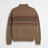 High Neck Jacquard Full Zip Cardigan
