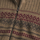High Neck Jacquard Full Zip Cardigan