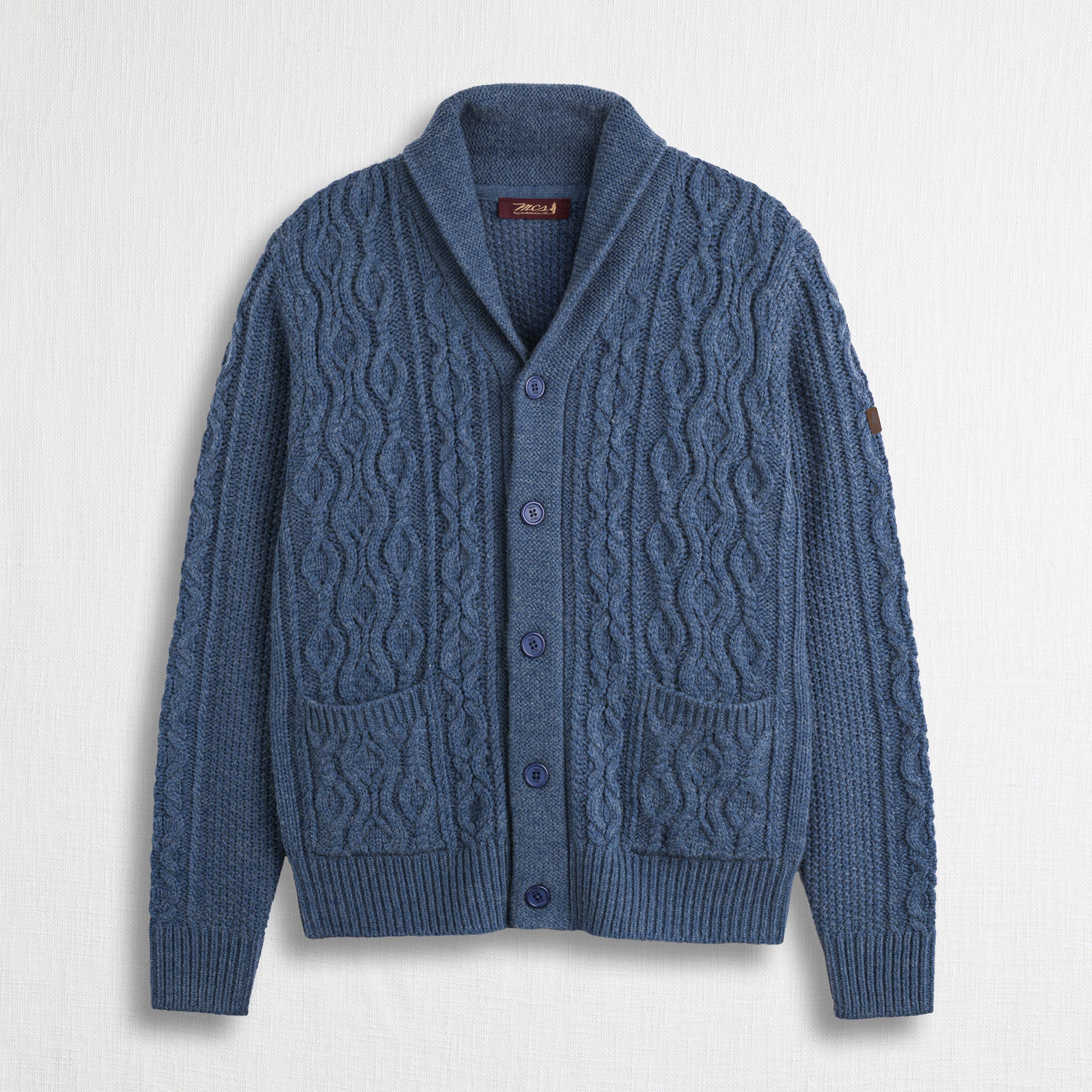 Cardigan a Trecce con Collo a Scialle - Stone Blue