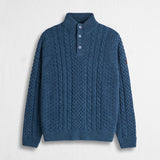 Maglione Camionnaire a Trecce in Misto Lana - Indigo Dust