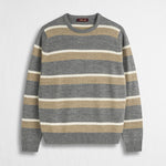 Maglione Girocollo a Righe in Misto Lana - Blue Gray