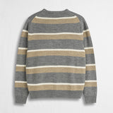 Striped Crew Neck Sweater in Wool Blend
