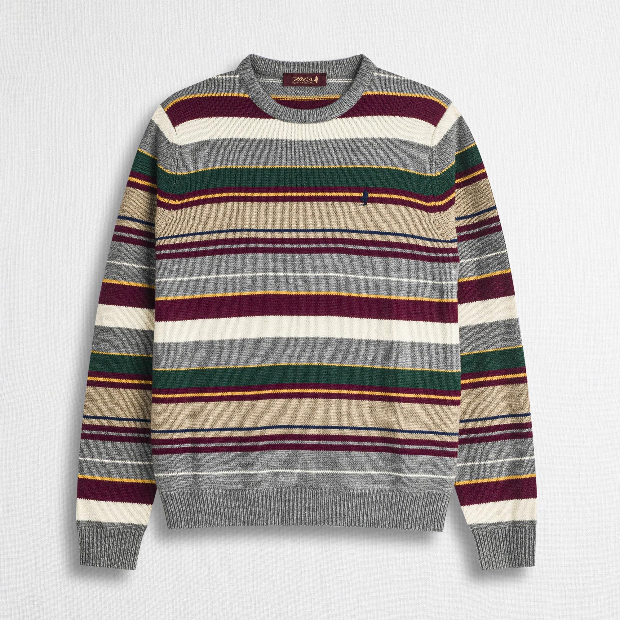 Maglione Girocollo a Righe Multicolor - Dark Green