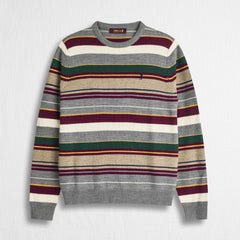 Maglione Girocollo a Righe Multicolor - Dark Green