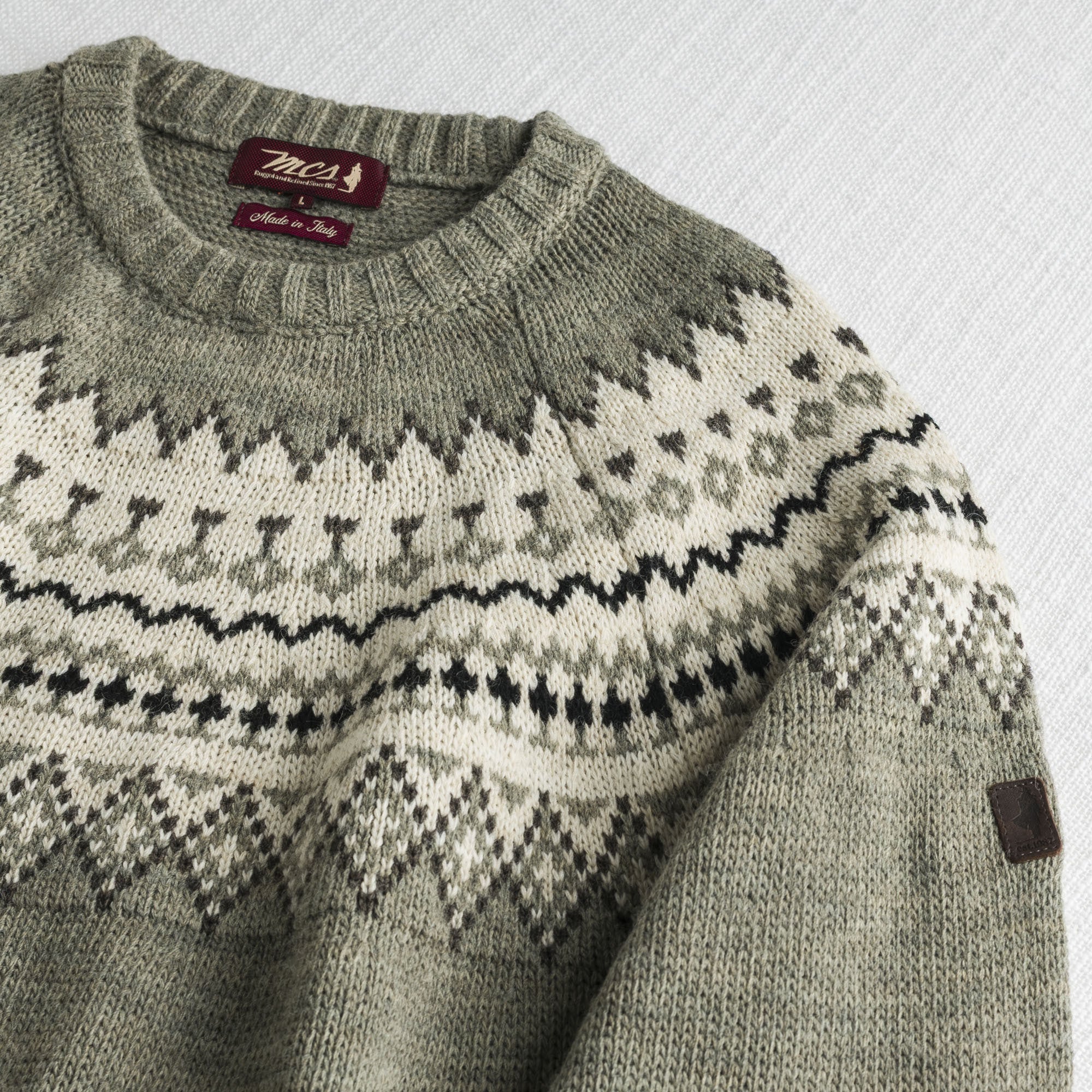 Buttoned Cable Knit Crewneck Sweater