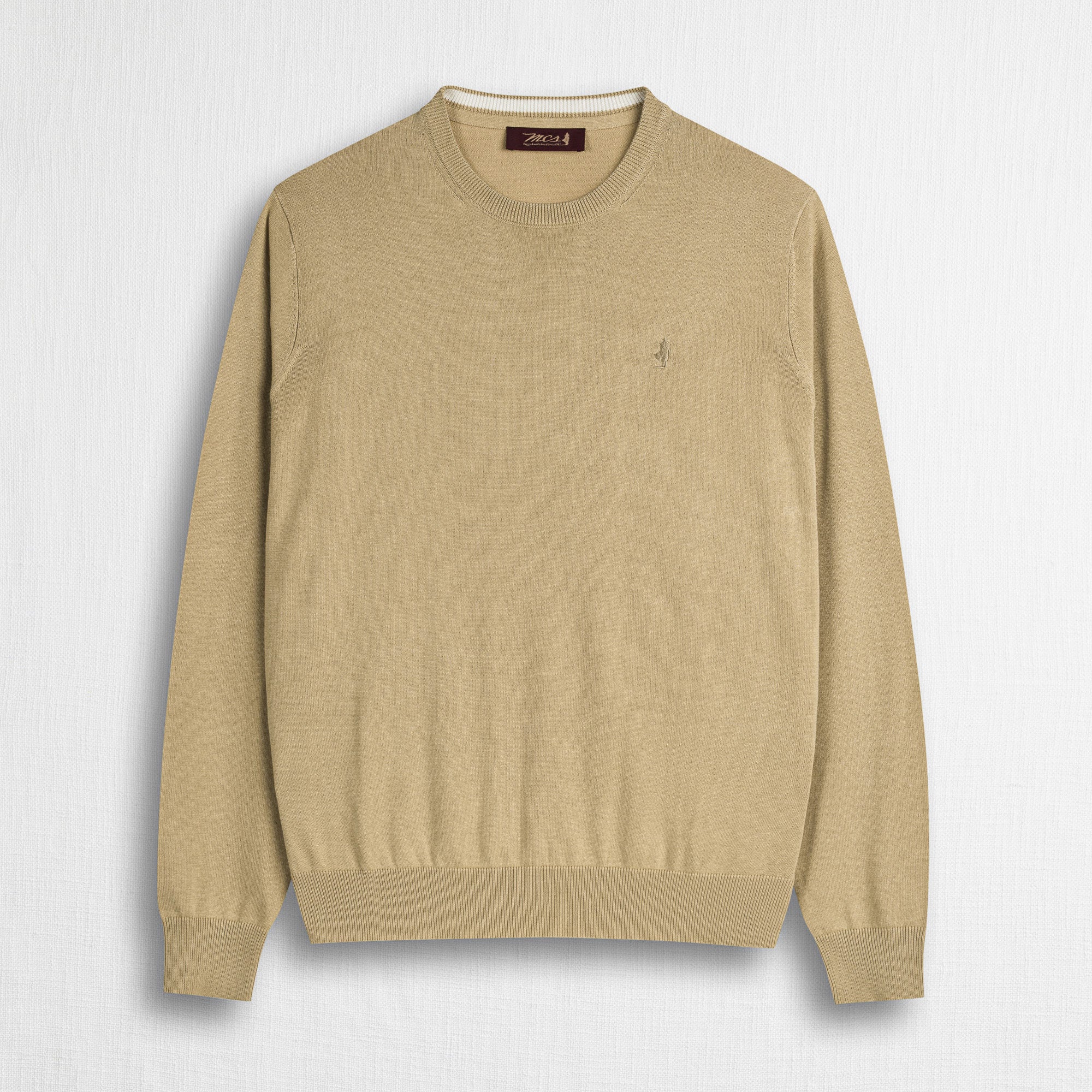 Maglia 100% cotone girocollo - Khaky