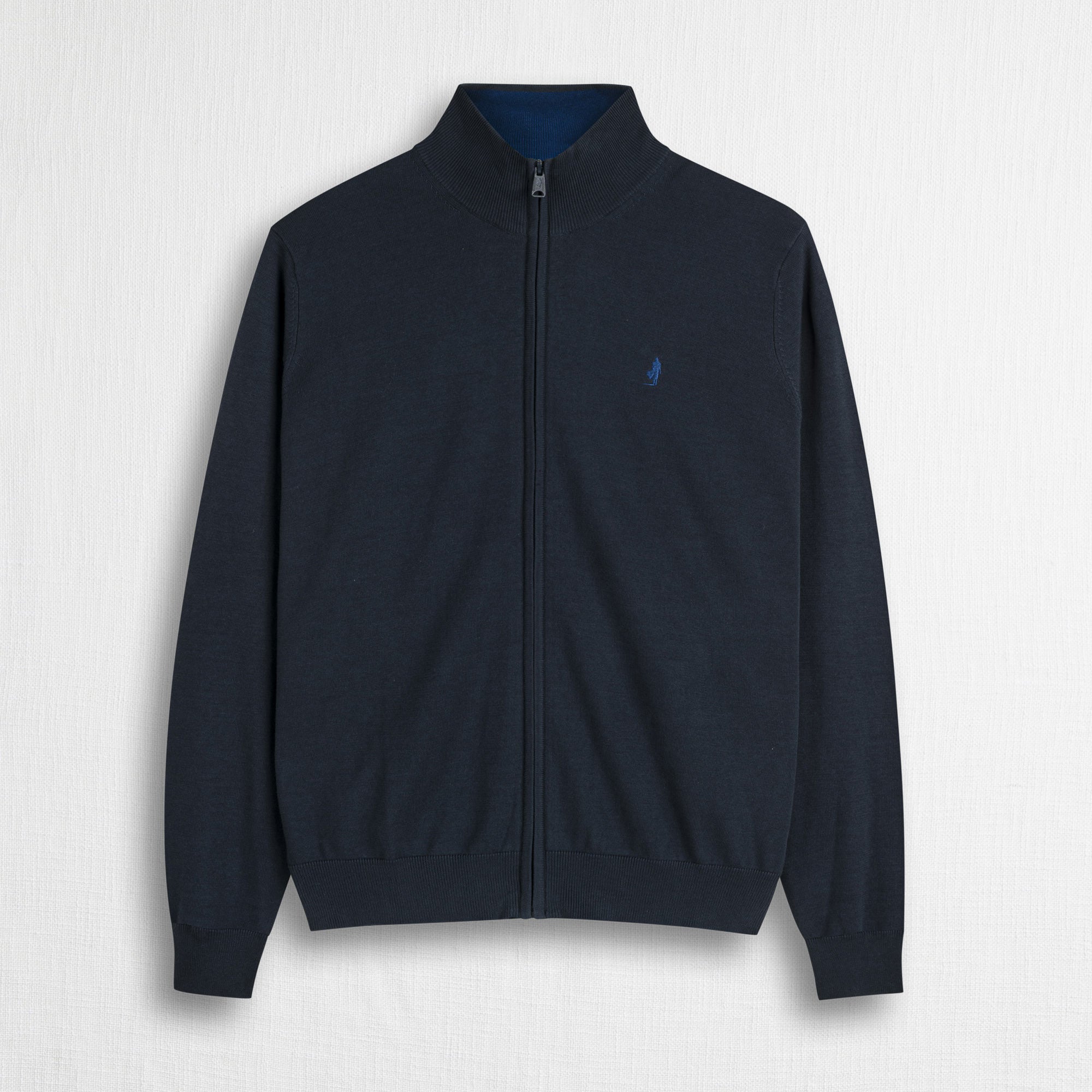 Maglia 100% cotone full zip - Navy Blue