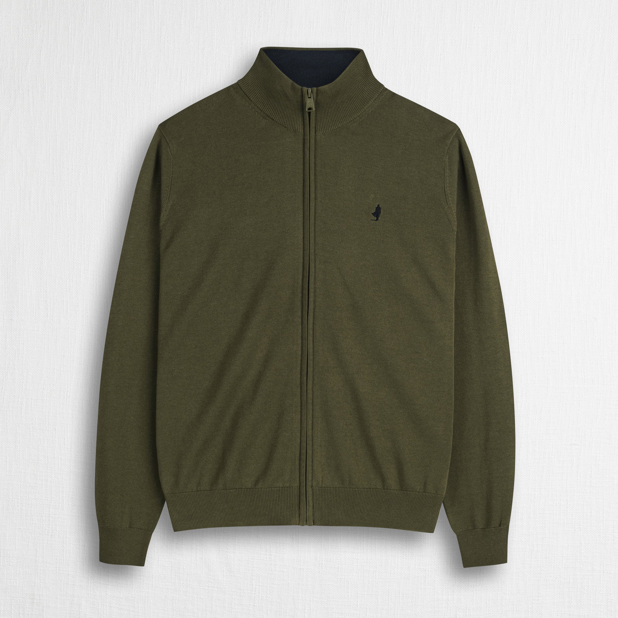 Maglia 100% cotone full zip - Dark Olive