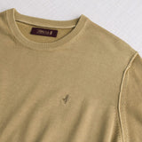 100% Cotton Acid Wash Crew Neck Shirt - Khaki