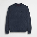 Maglia 100% cotone girocollo acid wash - Navy Blue