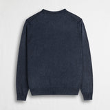 100% Cotton Acid Wash Crew Neck Shirt - Navy Blue