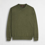 Maglia 100% cotone girocollo acid wash - Dark Olive