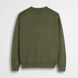100% Cotton Acid Wash Crew Neck Shirt - Dark Olive