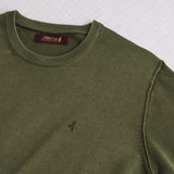 100% Cotton Acid Wash Crew Neck Shirt - Dark Olive
