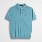Polo 100% cotone in maglia - Sky Blue