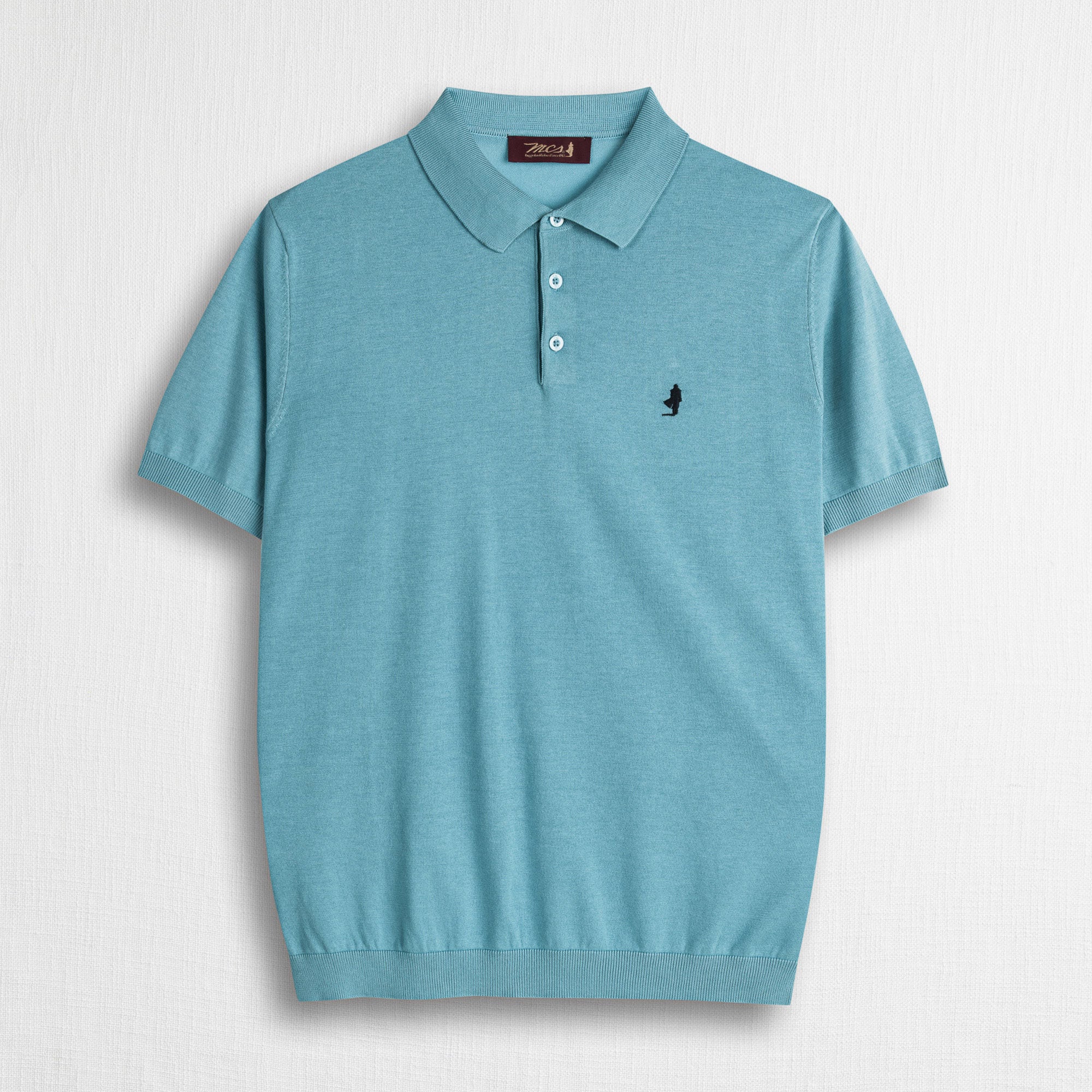 Polo 100% cotone in maglia - Sky Blue
