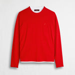 Maglia 100% cotone girocollo con dettagli in jersey - Spice Orange