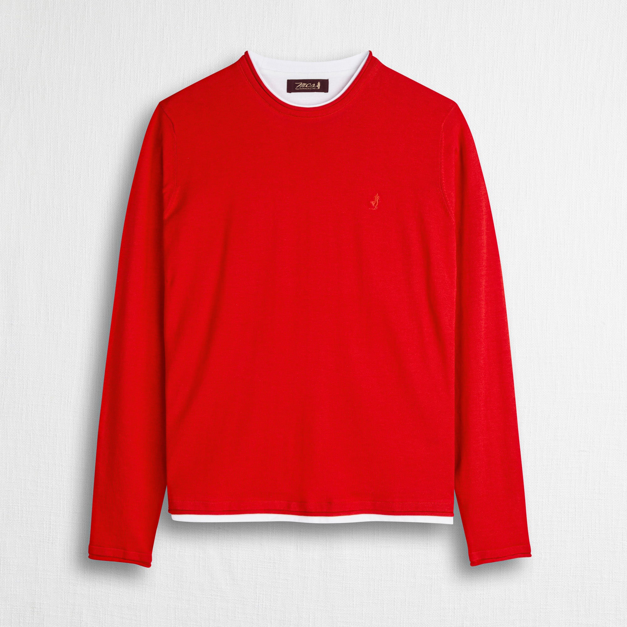 Maglia 100% cotone girocollo con dettagli in jersey - Spice Orange