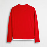 100% Cotton Crew Neck Shirt with Jersey Details - Spice Orange