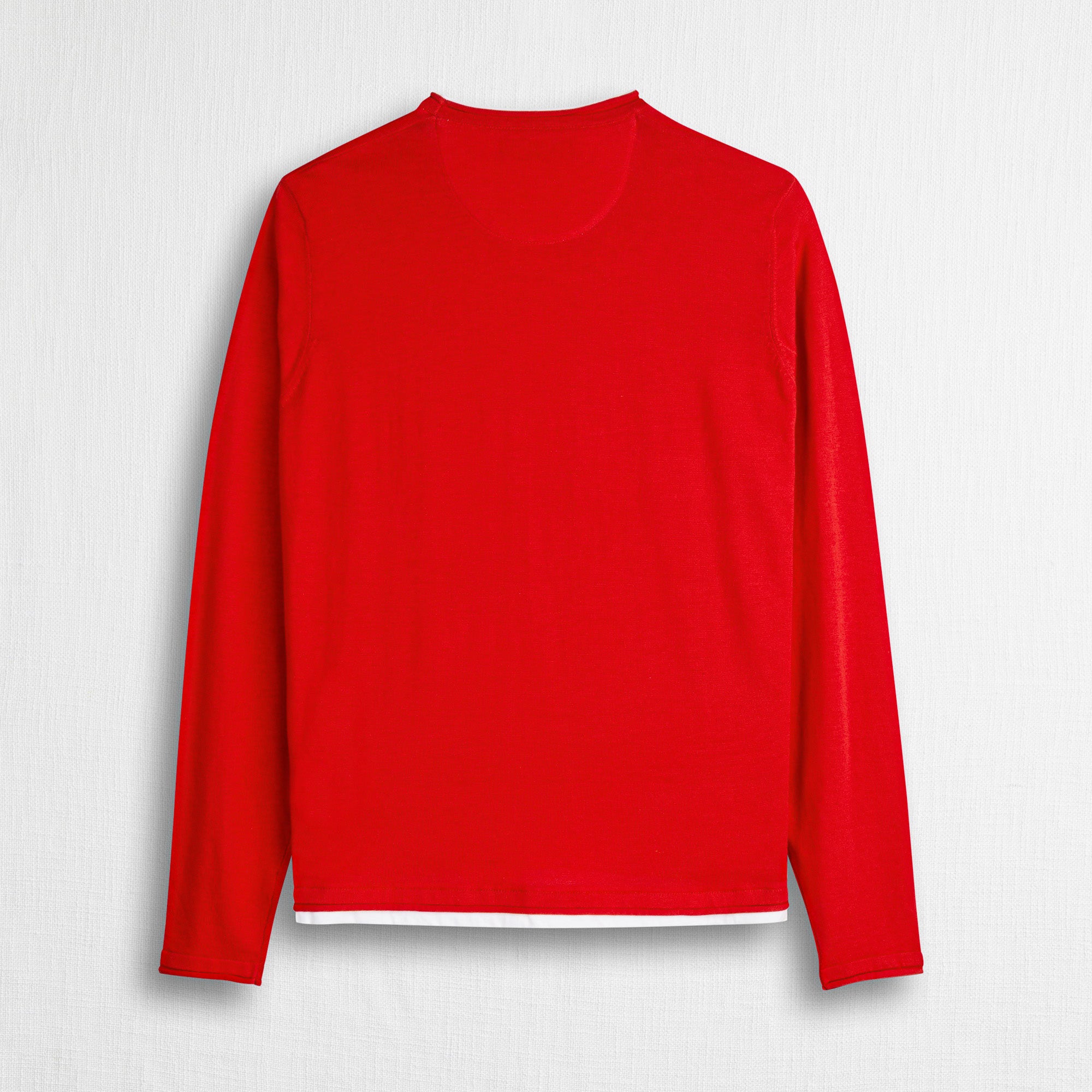 100% Cotton Crew Neck Shirt with Jersey Details - Spice Orange