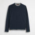 Maglia 100% cotone girocollo con dettagli in jersey - Navy Blue