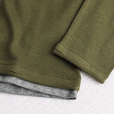 100% Cotton Crew Neck Shirt with Jersey Details - Dark Olive