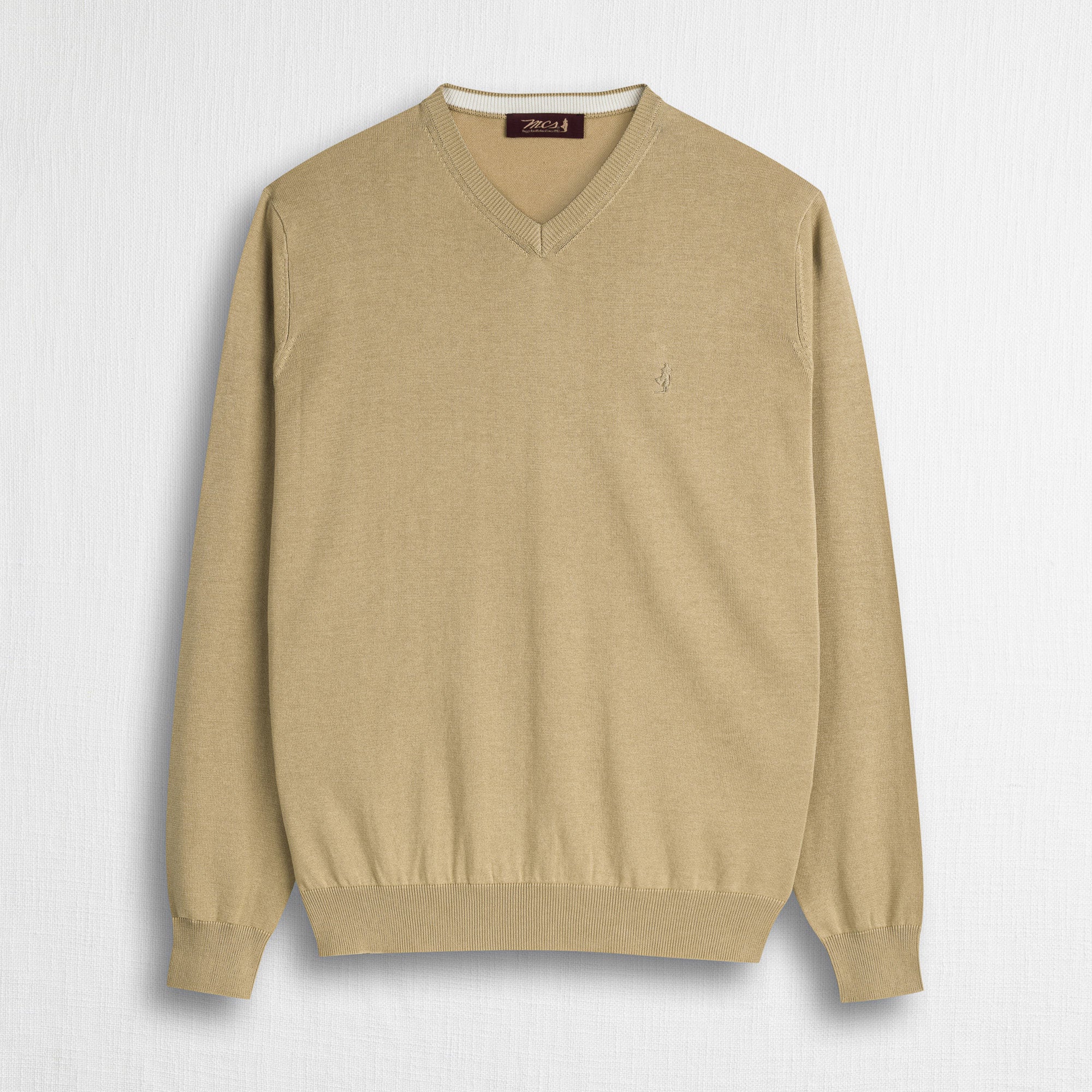 Maglia 100% cotone scollo V - Khaky