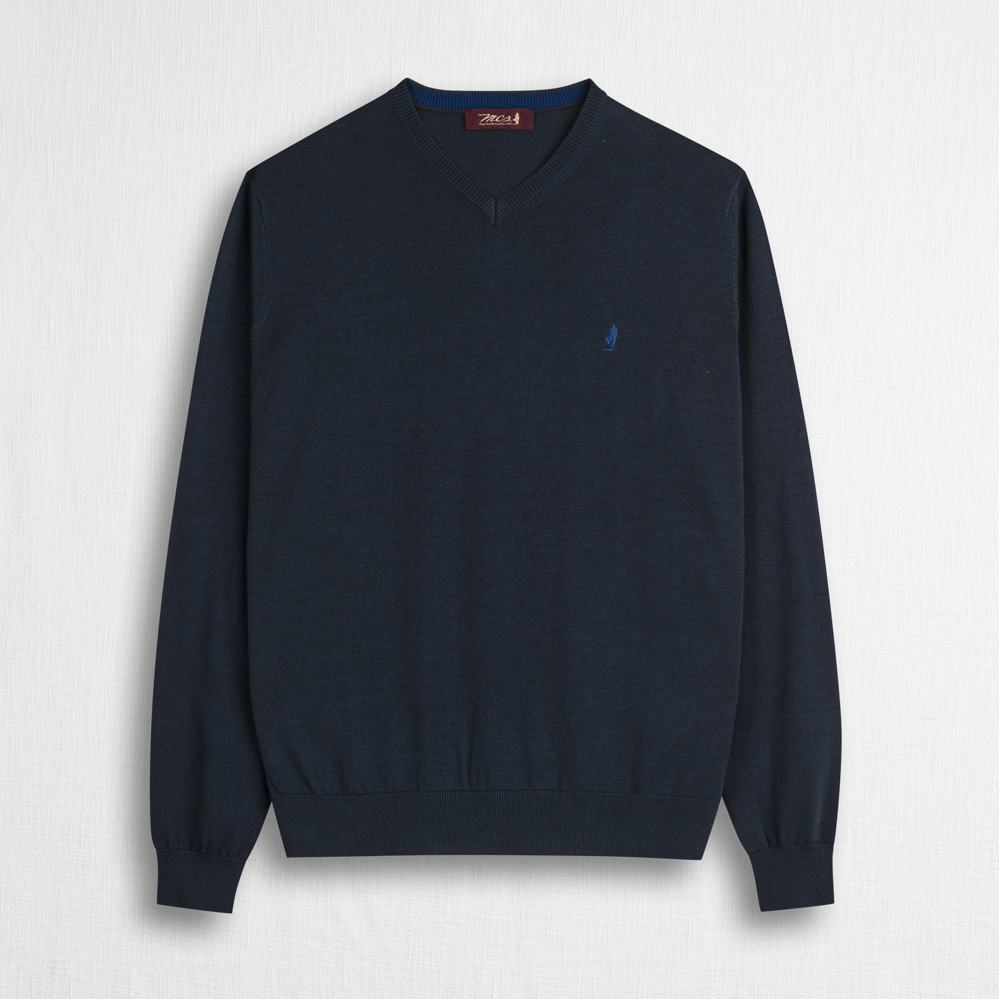 Maglia 100% cotone scollo V - Navy Blue