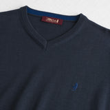 100% Cotton V-Neck Shirt - Navy Blue