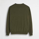100% Cotton V-Neck Shirt - Dark Olive